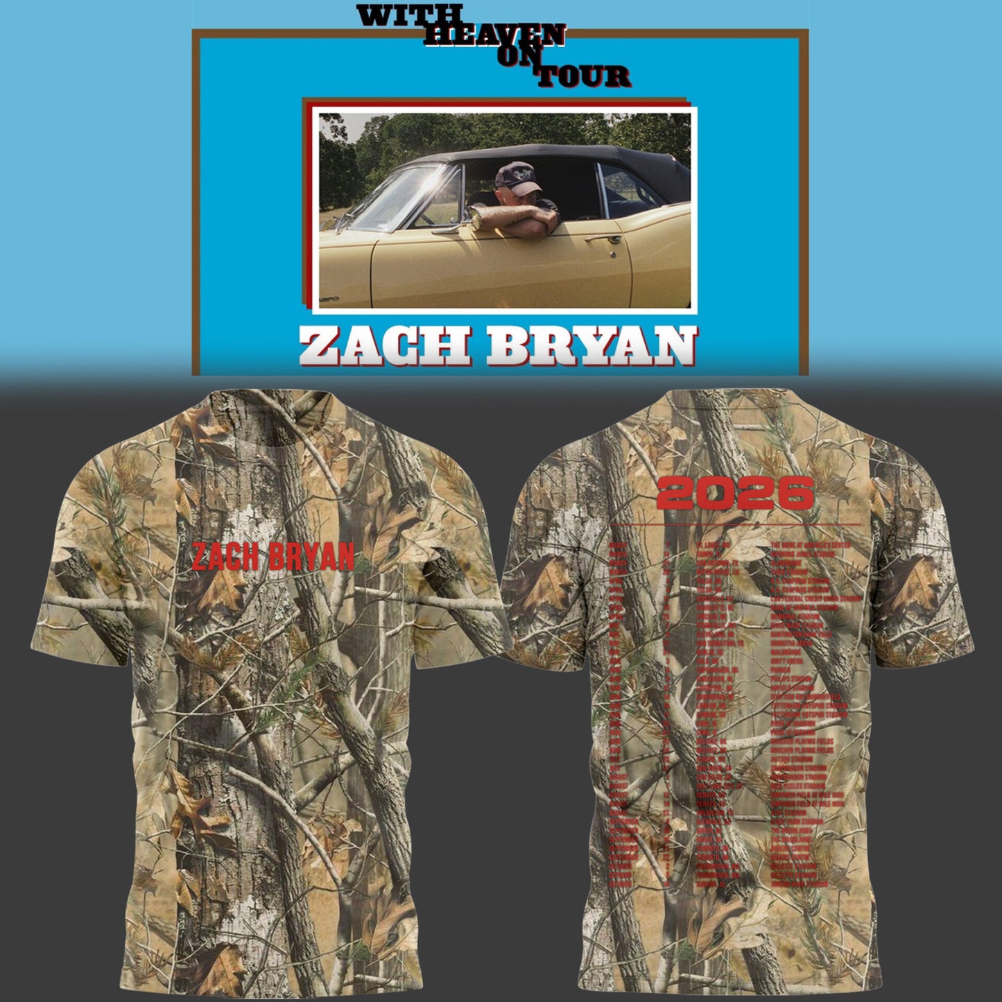 Limited Zach “With Heaven On Tour 2026.” TShirt-PU26030709