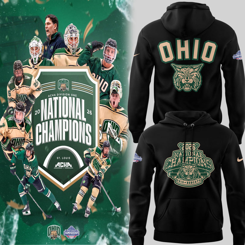 Limited Edition Ohio Bobcat ACHA National Champions 2026🏆Hoodie