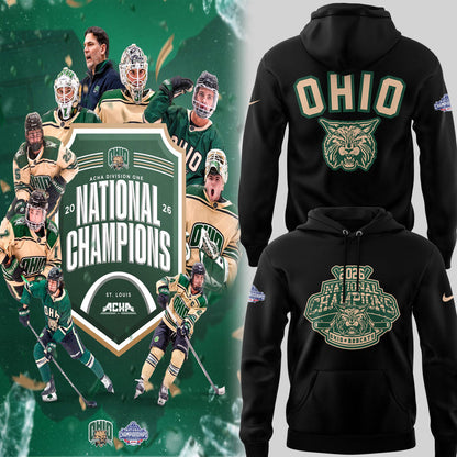 Limited Edition Ohio Bobcat ACHA National Champions 2026🏆Hoodie