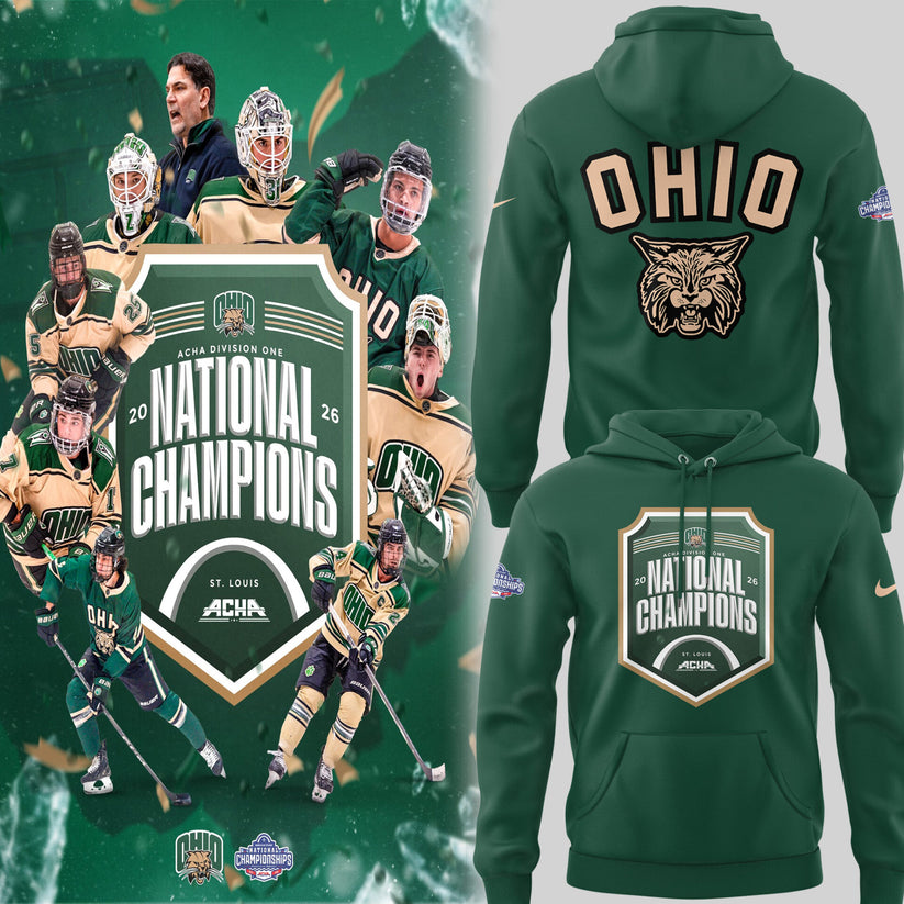 Limited Edition Ohio Bobcat ACHA National Champions 2026🏆Hoodie