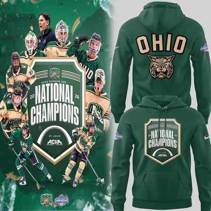 Limited Edition Ohio Bobcat ACHA National Champions 2026🏆Hoodie