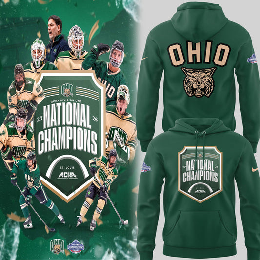 Limited Edition Ohio Bobcat ACHA National Champions 2026🏆Hoodie