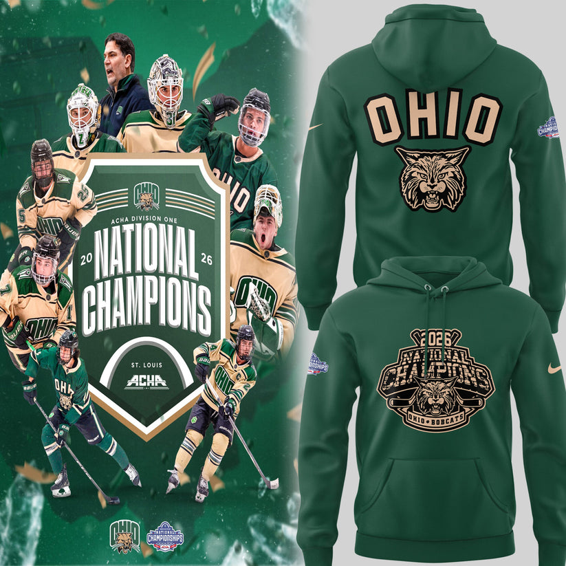 Limited Edition Ohio Bobcat ACHA National Champions 2026🏆Hoodie