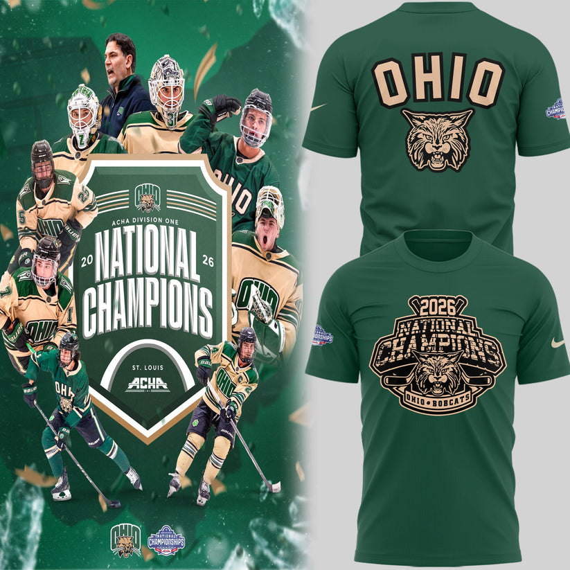 Limited Edition Ohio Bobcat ACHA National Champions 2026🏆TShirt