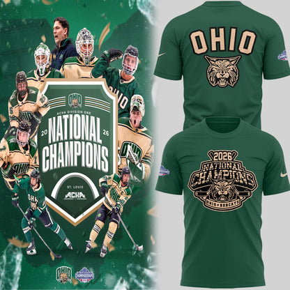 Limited Edition Ohio Bobcat ACHA National Champions 2026🏆TShirt