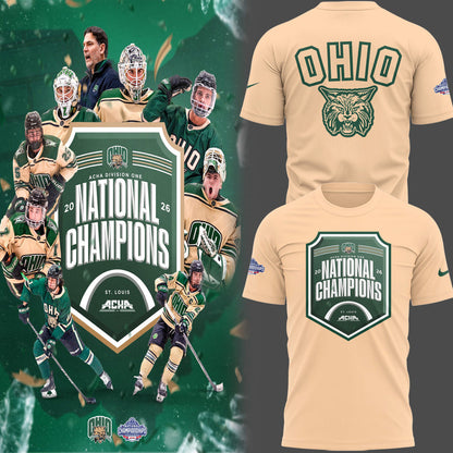 Limited Edition Ohio Bobcat ACHA National Champions 2026🏆TShirt