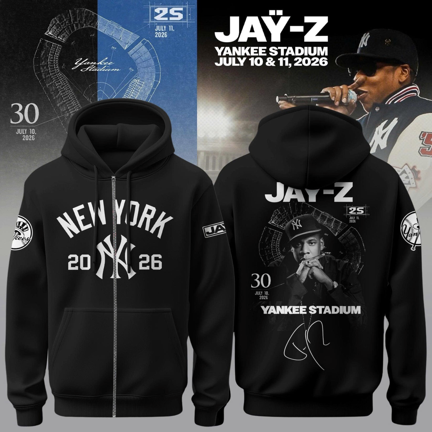 NYY x Jay-Z Hometown Show 2026 Limited Edition ZipHoodie