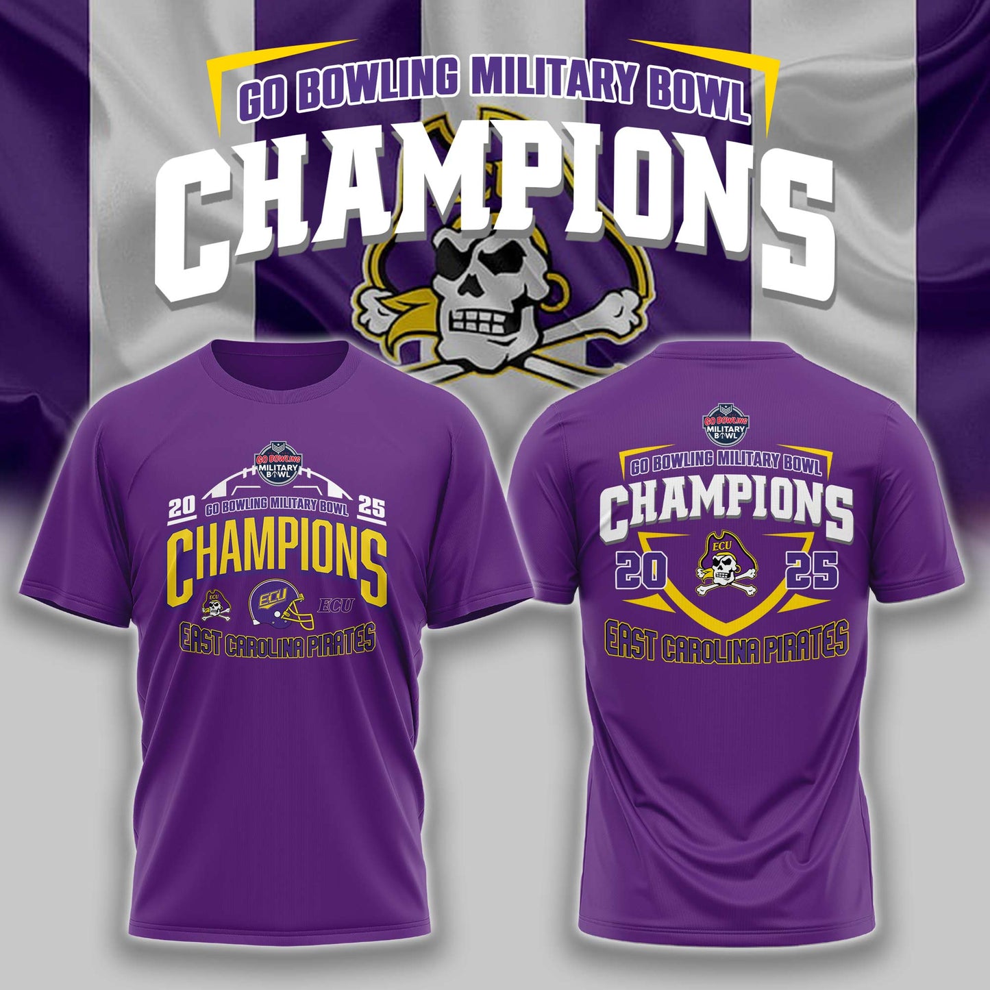_ ECU Football NCAA Military Bowl CHAMPIONS 2025 Tshirt V2