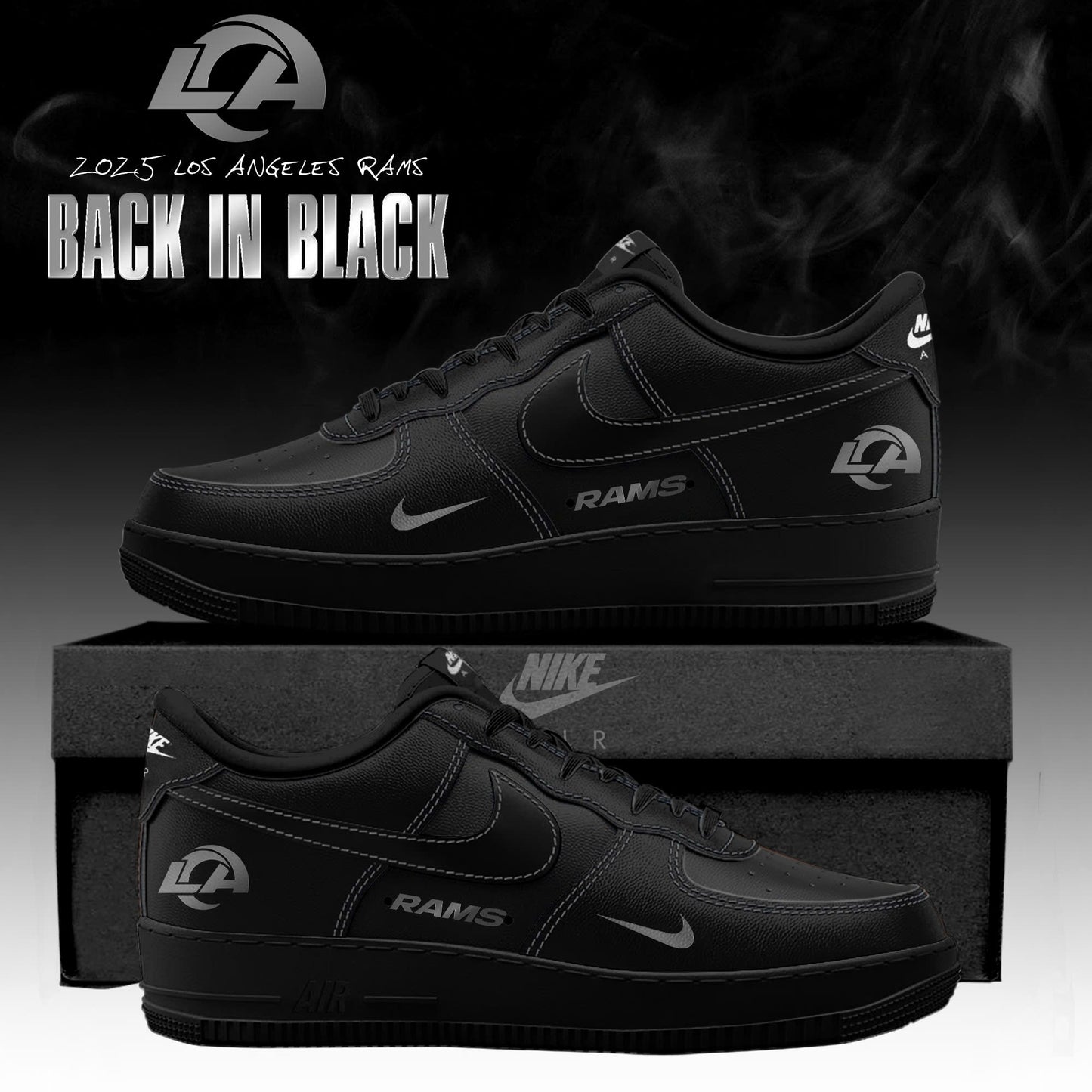 _ .Los Angeles Rams ‘Back in Black’ 2025 Special Edition AF1 Sneakers