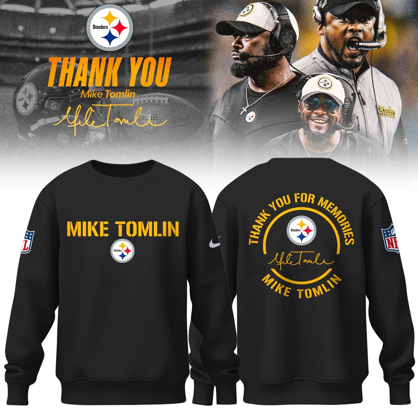 _ Pittsburgh Steelers Coach “Mike Tomlin” Appreciation Sweatshirt