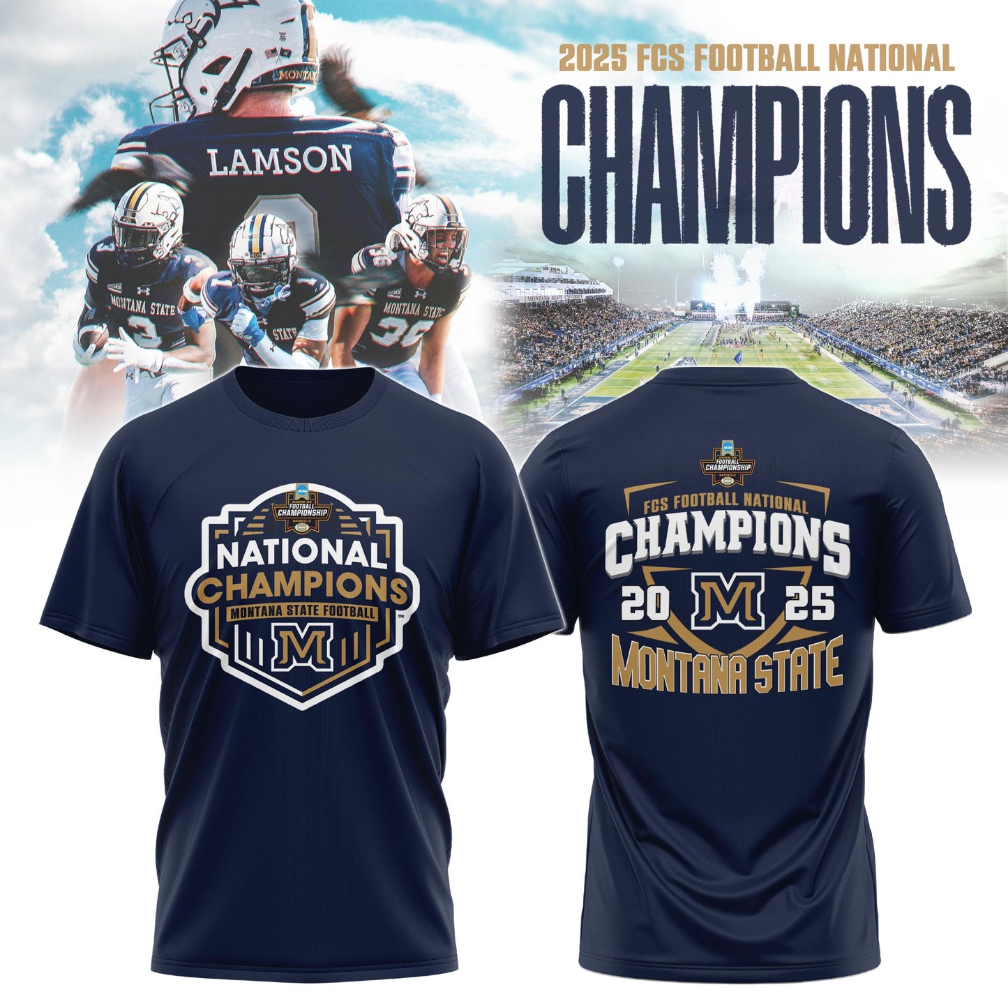 , MSU Bobcats 2025 NCAA FCS Football National Champions Tshirt Limited Edition
