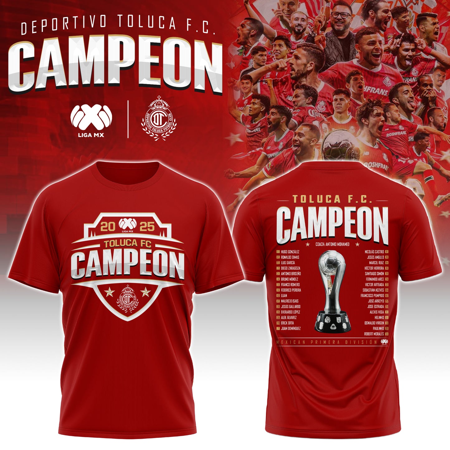 Toluca FC Back to Back Champions Champions T-shirt