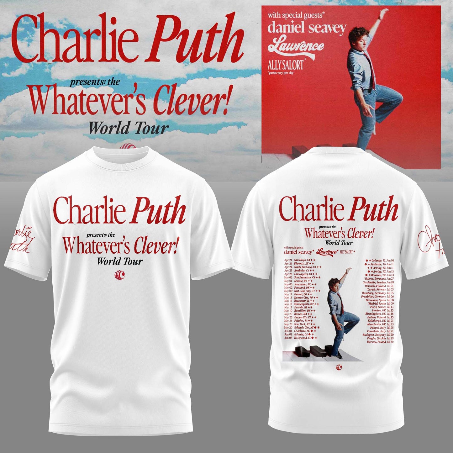 Charlie Puth: Whatever’s Clever! World Tour Limited T-Shirt