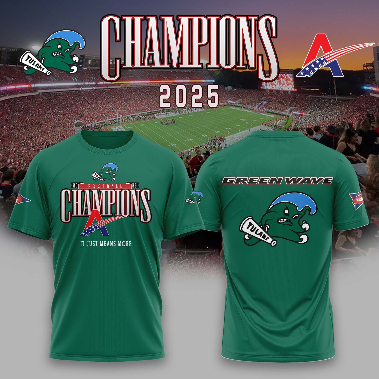 _Tulane Football 2025 American Conference Champs Tshirt