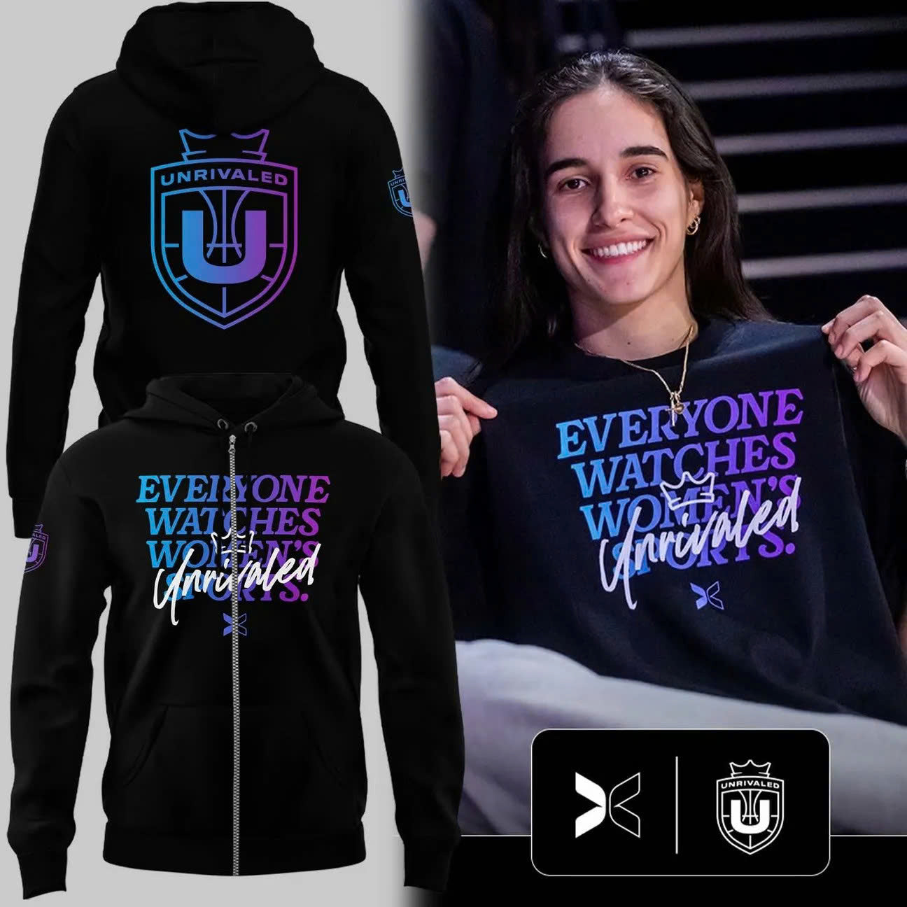 “Everyone Watches Women’s Sports” Unrivaled Zip Hoodie