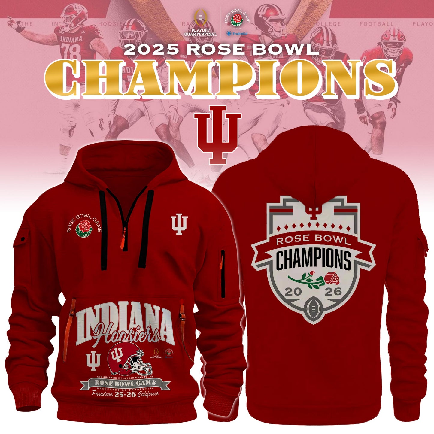 ..Indiana Hoosiers x Rose Bowl Champions H115 Hoodie