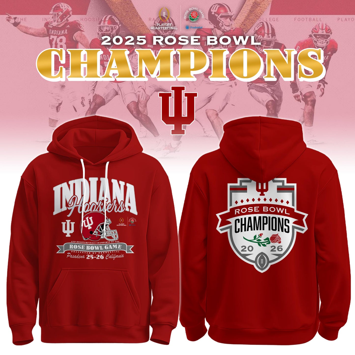 ..Indiana Hoosiers x Rose Bowl Champions Hoodie