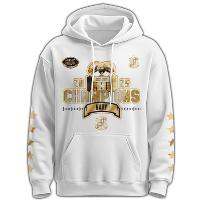 .Navy Midshipmen Special Back to Back CIC trophy Champions 2025 Hoodie #2