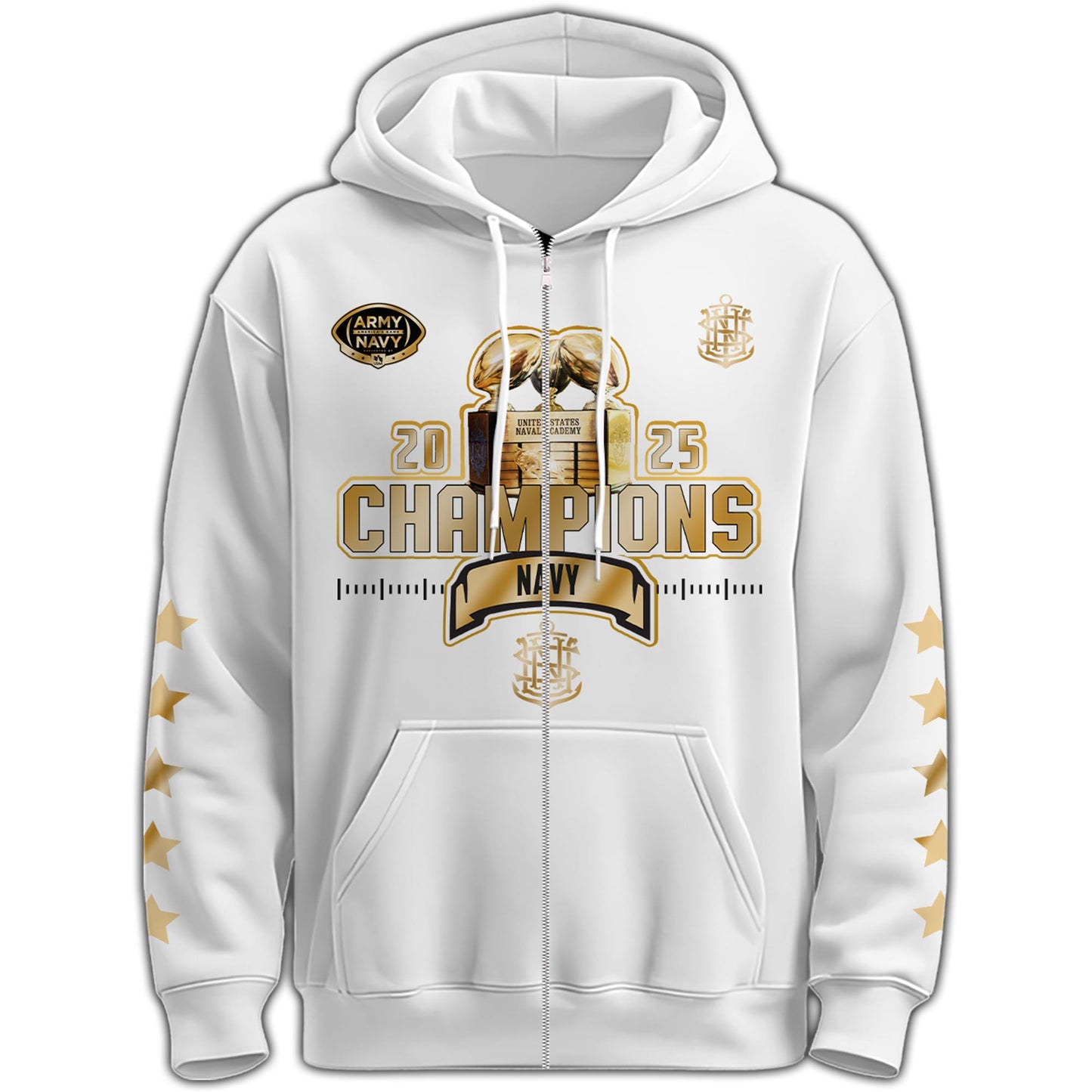 .Navy Midshipmen Special Back to Back CIC trophy Champions 2025 Zip Hoodie #2