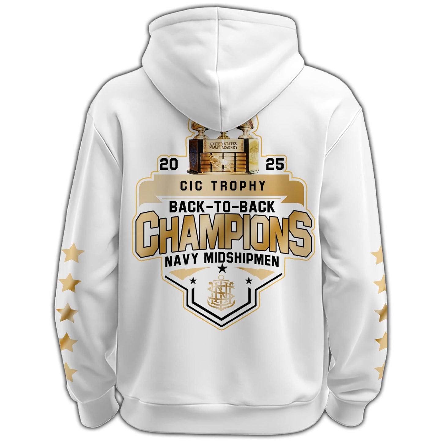 .Navy Midshipmen Special Back to Back CIC trophy Champions 2025 Zip Hoodie #2