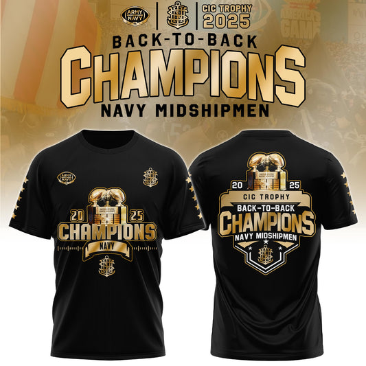 .Navy Midshipmen Special Back to Back CIC trophy Champions 2025 T.shirt