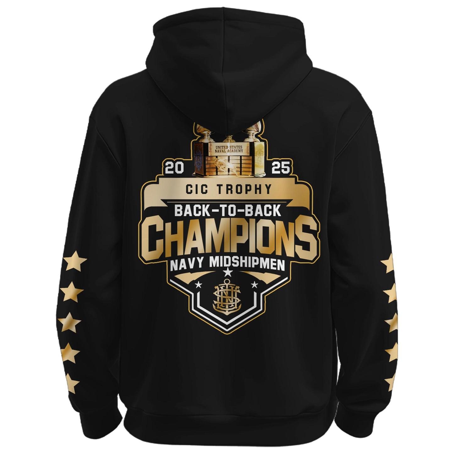 .Navy Midshipmen Special Back to Back CIC trophy Champions 2025 Zip Hoodie