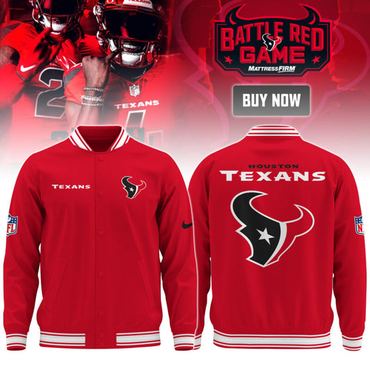 Unisex Battle Red Game Texans Baseball Jacket