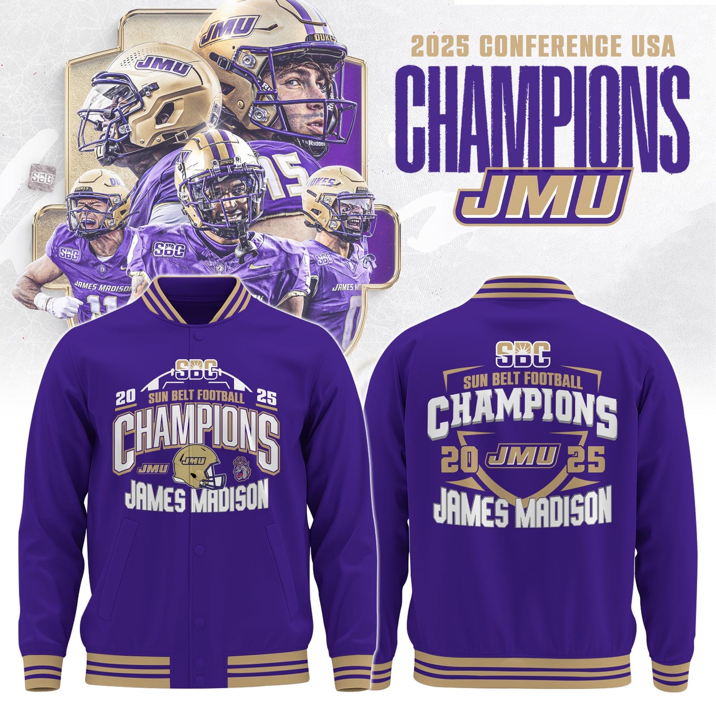 .JMU 2025 Sun Belt Football Conference Champions Bomber Limited Edition
