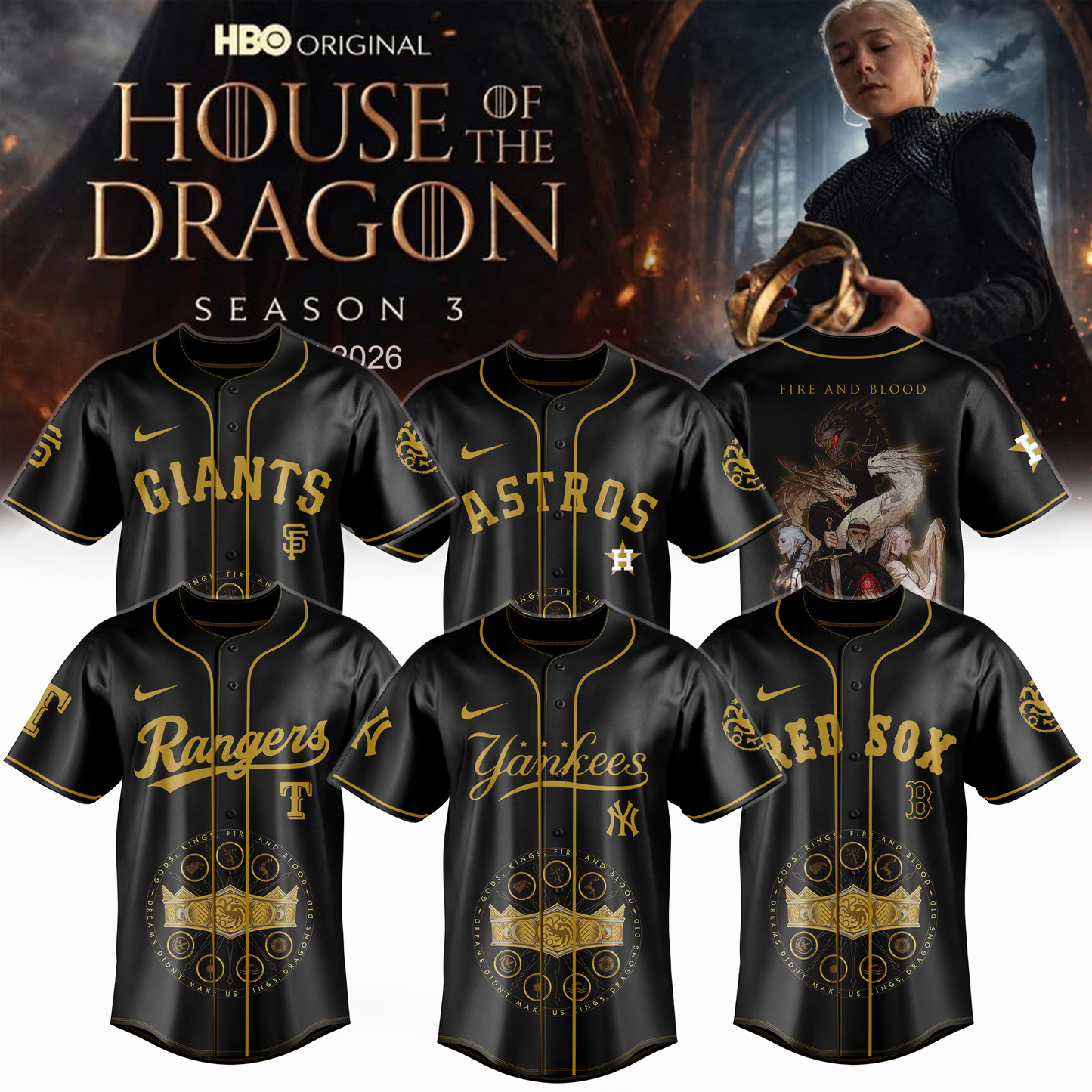 .Baseball x House of the Dragon Season 3 2026 Limited Jersey