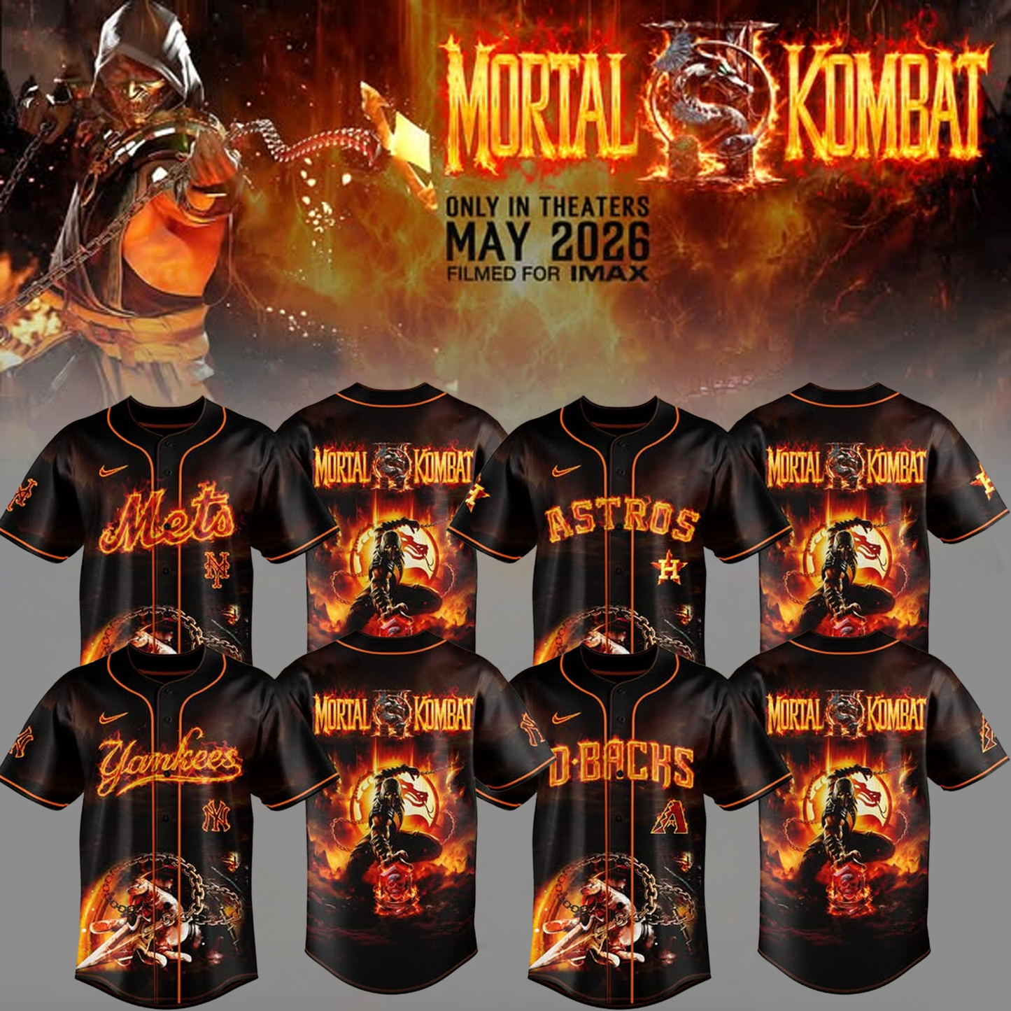 Baseball x Mortal Kombat II 2026 Scorpion Limited Jersey