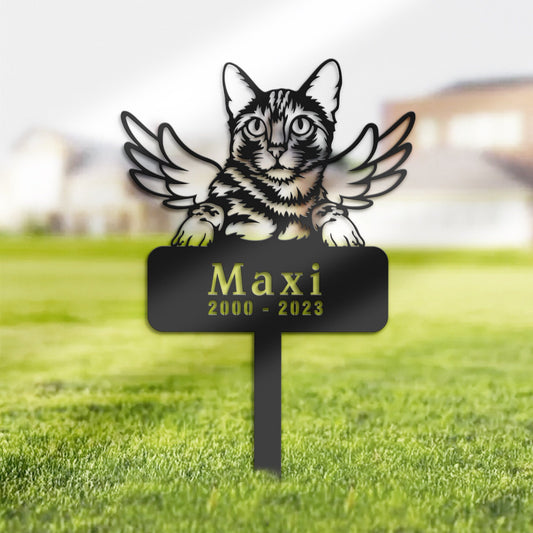 Personalized Bengal Cat Memorial Stake, Metal Stake, Sympathy Sign, Pet Grave Marker, Remembrance Stake