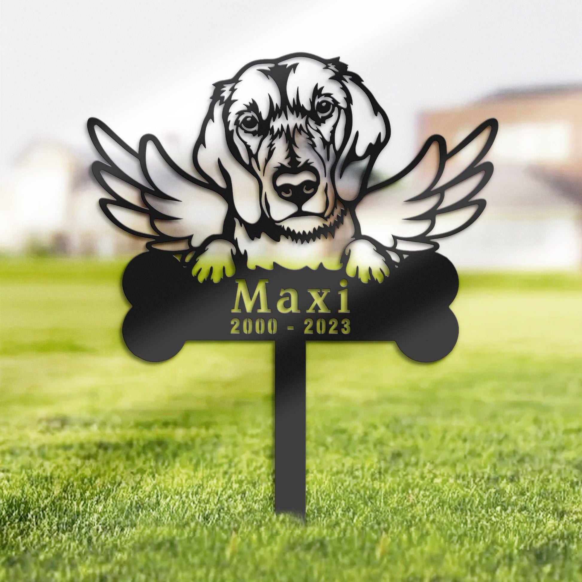 Personalized Beagle Dog Memorial Stake, Metal Stake, Sympathy Sign, Pet Grave Marker, Remembrance Stake
