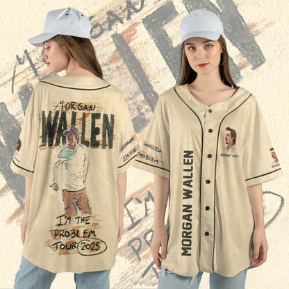 I'm the problem Morgan Wallen Tour 2025 - Baseball Jersey Shirt