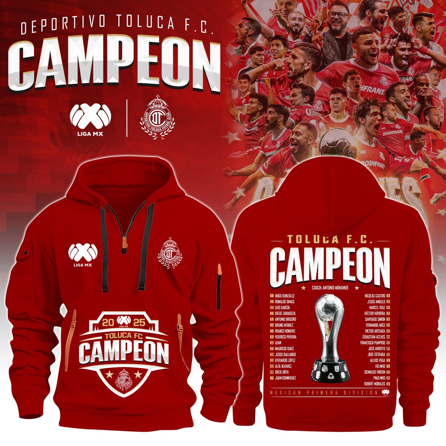 Toluca FC Back to Back Champions H115 Hoodie