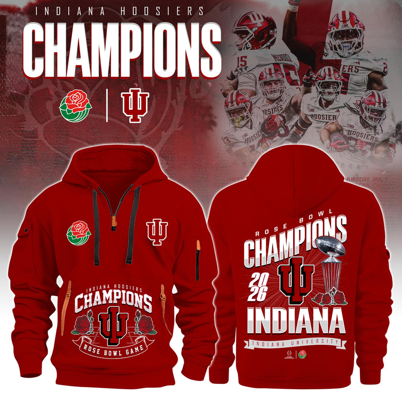 Indiana Hoosiers 2026 Rose Bowl Limited Half Zip Hoodie