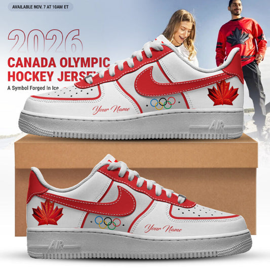 White Canada 2026 Olympic Sneakers