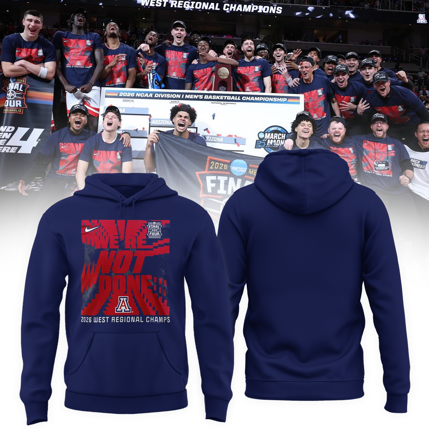 Arizona Wildcats 2026 Men's Basketball Tournament March Madness Final Four Hoodie