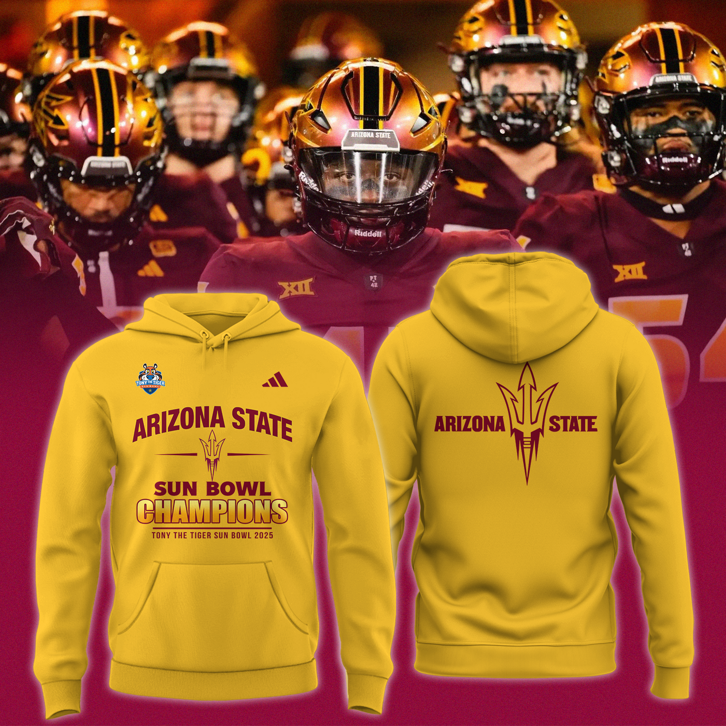 ARIZONA STATE 2025 TONY THE TIGER SUN BOWL Champions Hoodie Limited Edition