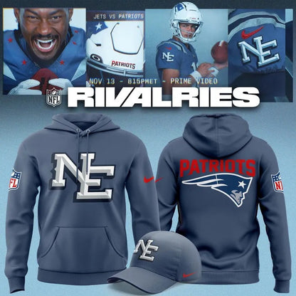 New England Patriots 2025 Rivalries Nor’Easter Storm Blue Hoodie