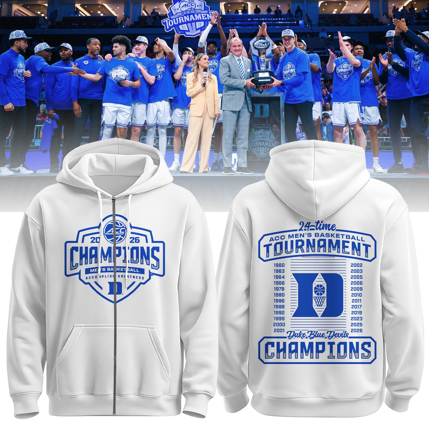 Duke 2026 ACC Men’s Basketball Tournament Champions Locker Room Zip Hoodie