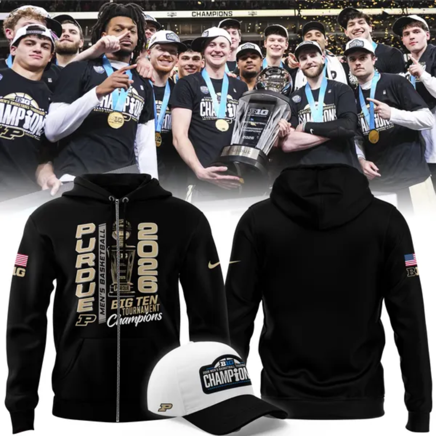 04.Purdue Men's Basketball 2026 Big Ten Tournament Champions ZipHoodie