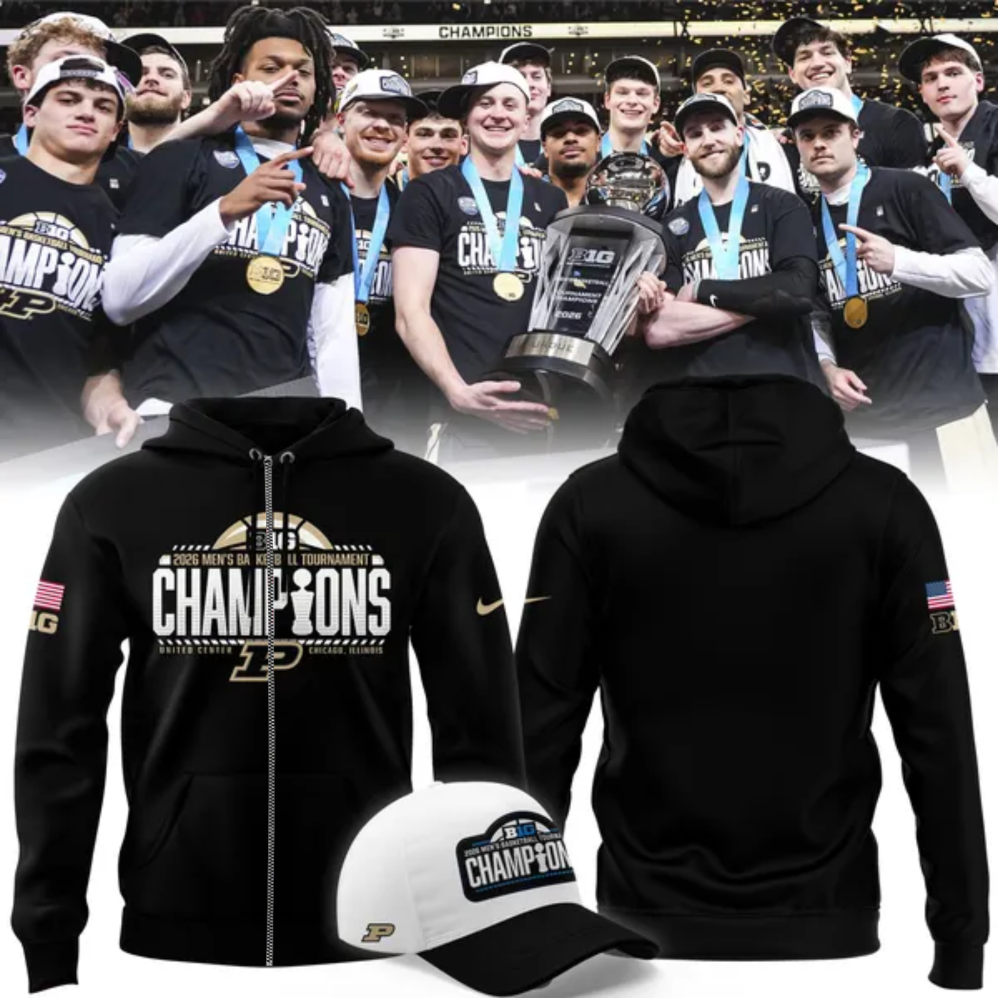 04.Purdue Men's Basketball 2026 Big Ten Tournament Champions ZipHoodie