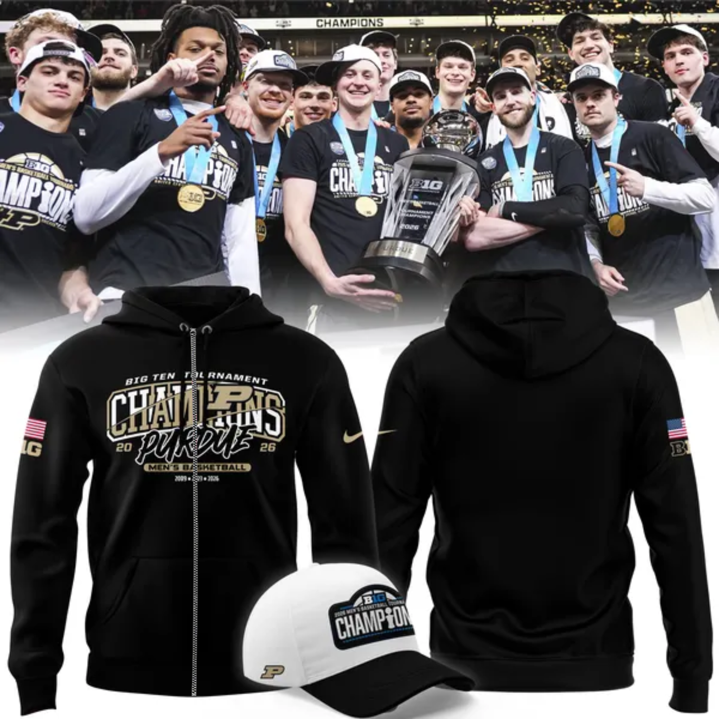 04.Purdue Men's Basketball 2026 Big Ten Tournament Champions ZipHoodie