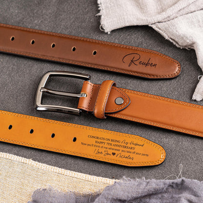 Personalized Mens Leather Belt, Custom Leather Belt for Dad, Christmas Gift for Boyfriend, Unique Gift for Husband, Anniversary Gifts Belt