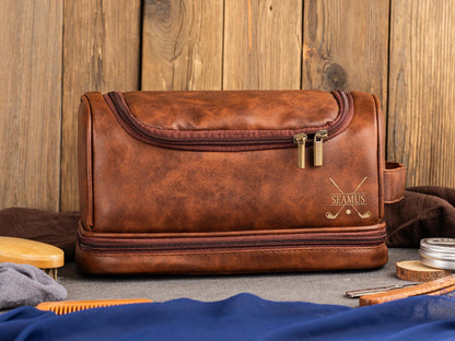 Men's Leather Toiletry Bag, Groomsmen Gifts Personalized, Groomsman Dopp Kit, Anniversary Gift for Husband, Unique Christmas Gift for Men