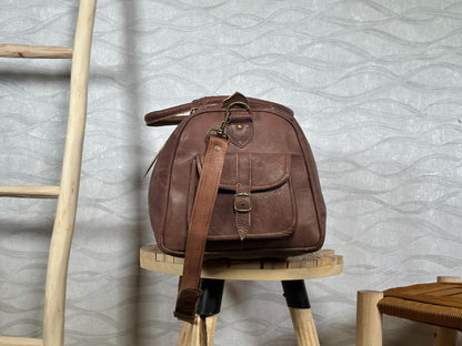 Handmade Moroccan Leather Duffle Bag: Marrakech Travel, Gym Carry-On