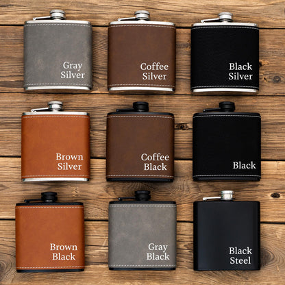 Personalized Groomsmen Flasks, Groomsman Gifts, Flask for Groomsman, Custom Mens Leather Flask, Groomsmen Gifts, Gifts for Wedding Party