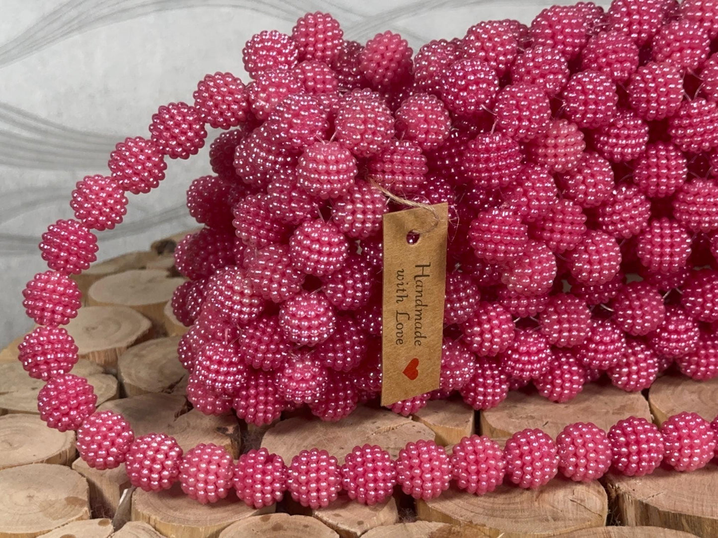 Handmade Pink Beaded Bridal Bag: Pearl Evening Clutch