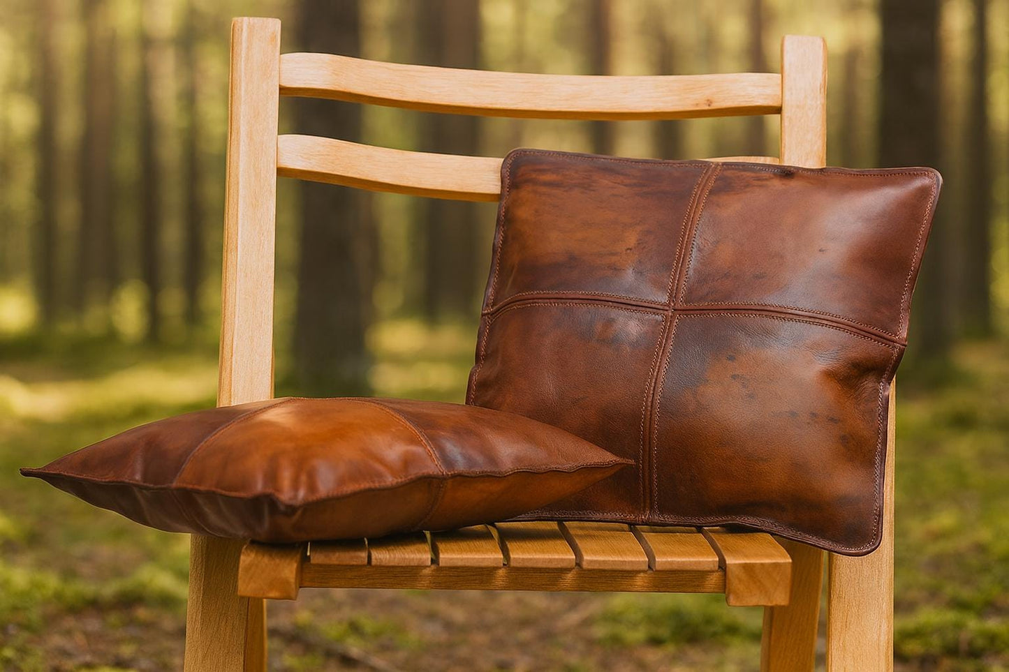 Handmade Leather Pillow Cover: Rustic Farmhouse Throw Cushion