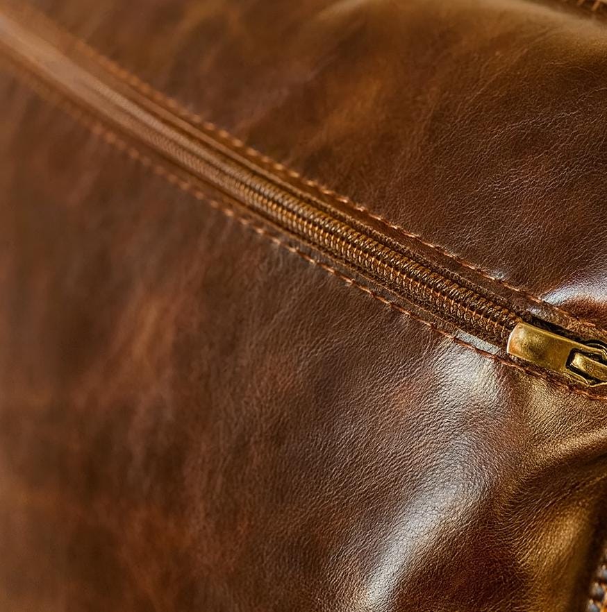 Handmade Leather Pillow Cover: Rustic Farmhouse Throw Cushion